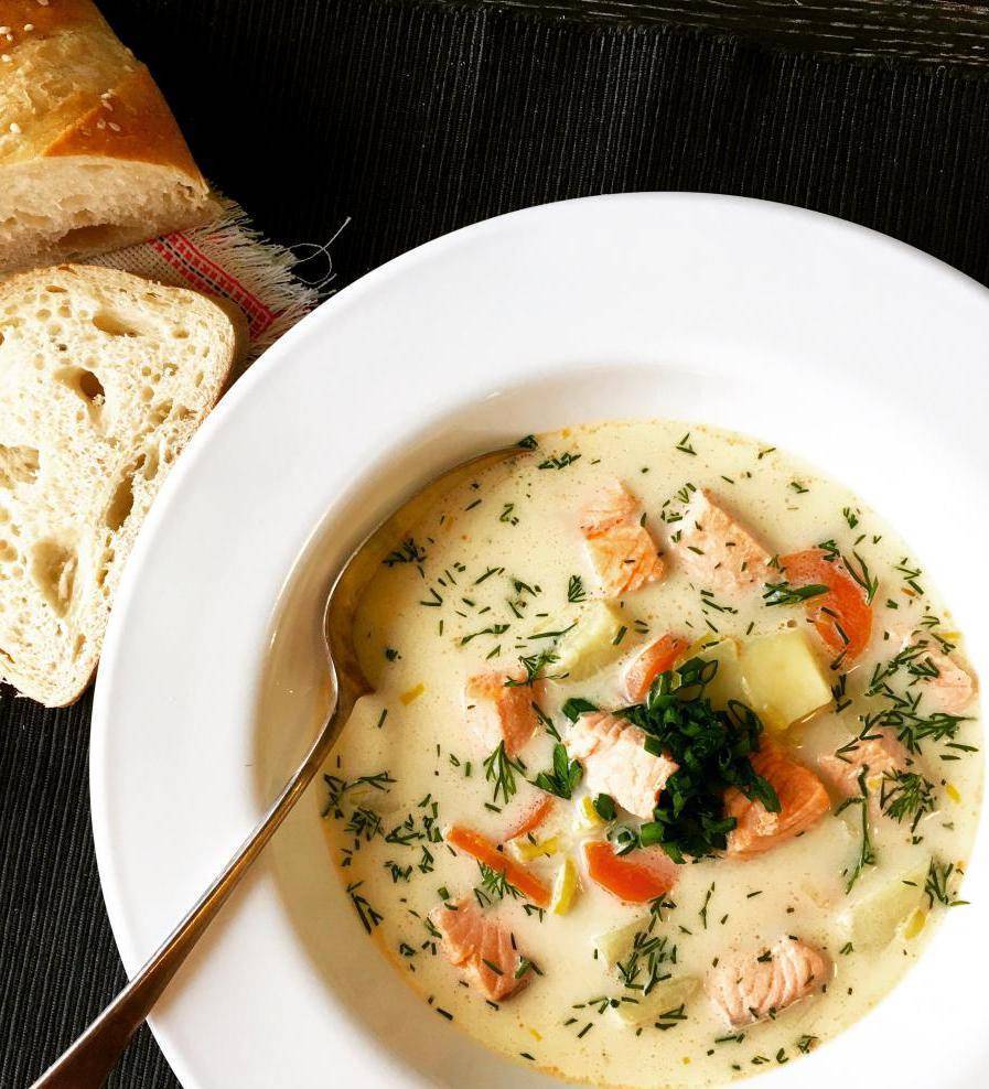 Финский суп со сливками и лососем: классический пошаговый рецепт