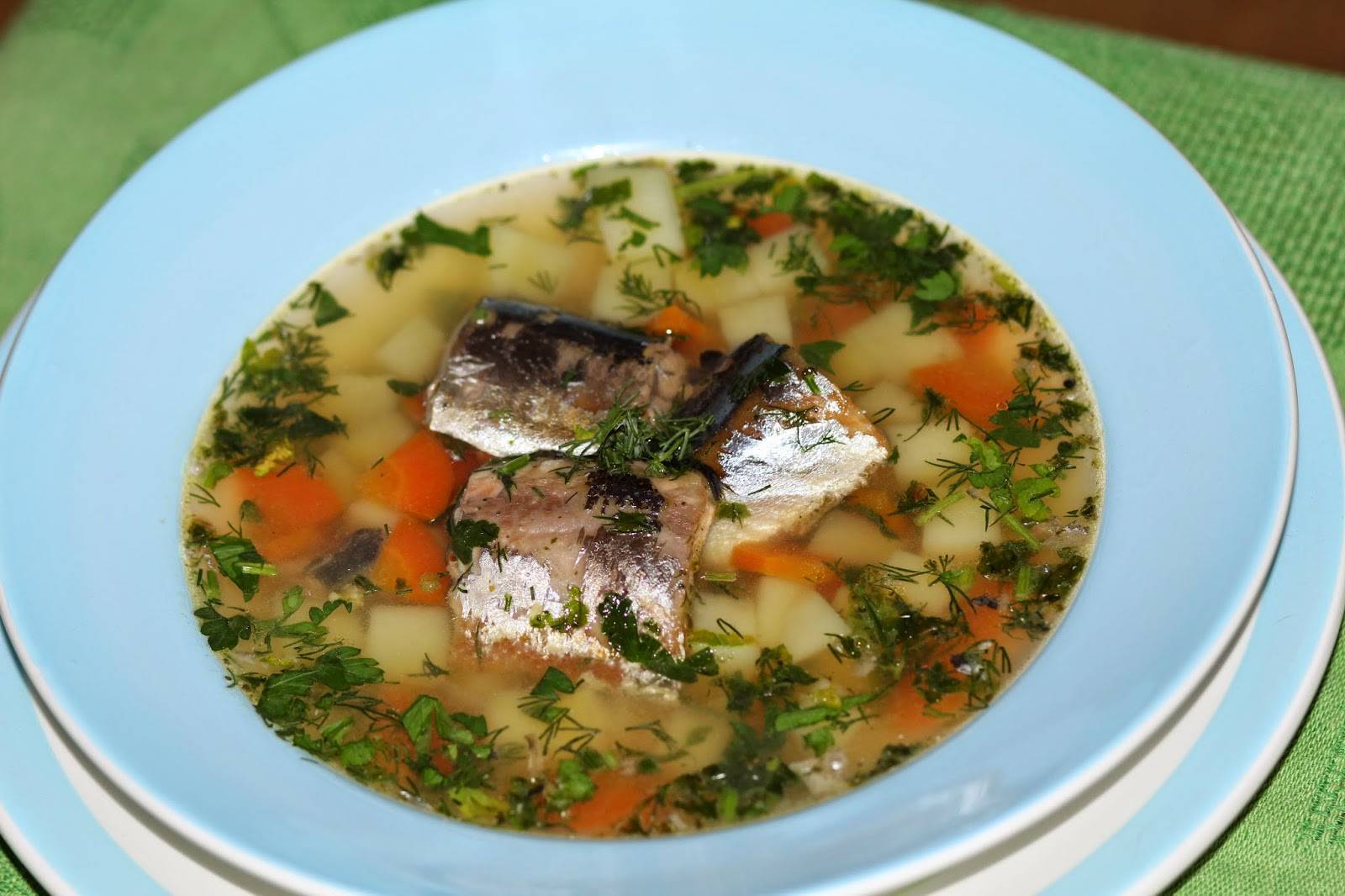 Рыбный суп из консервы сайра с рисом