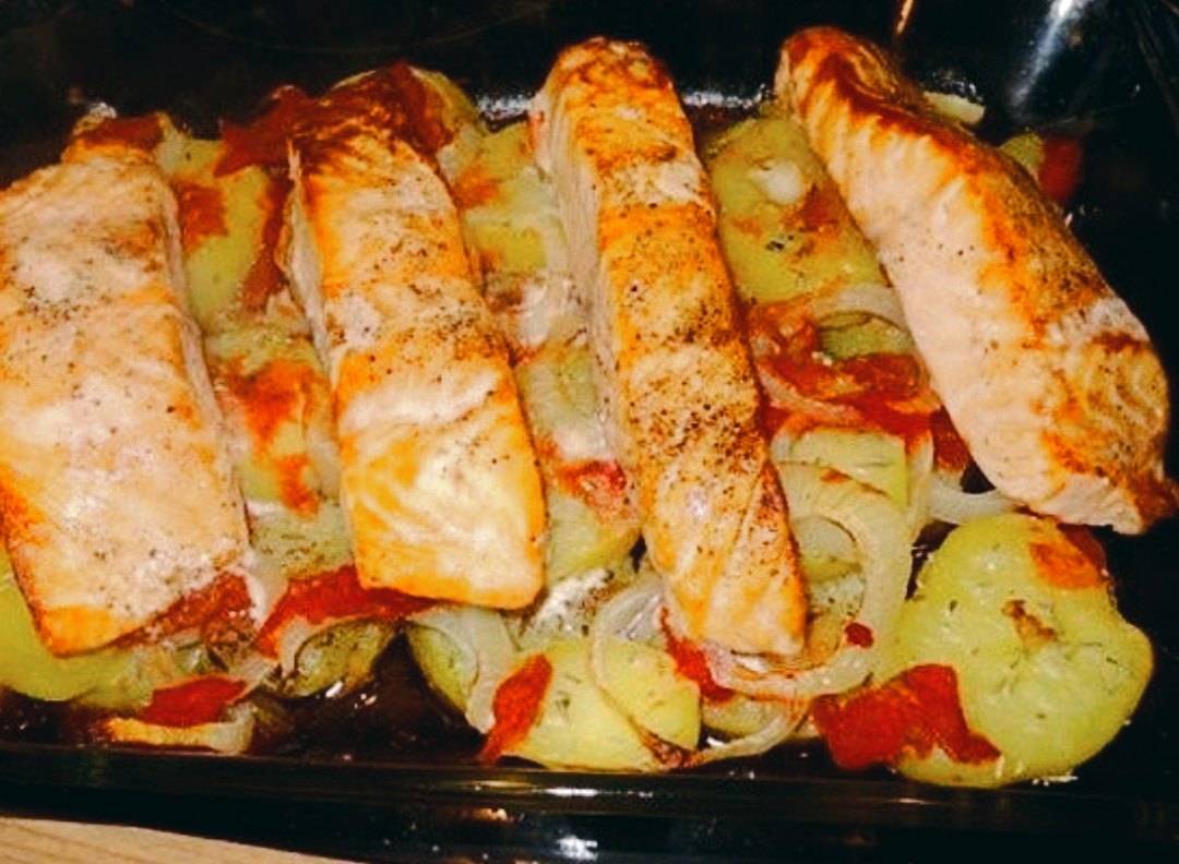 Запеченная рыба с овощами в духовке рецепт с фото пошагово