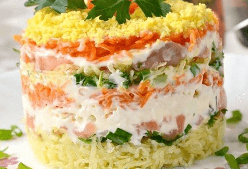 Классический салат «мимоза» — рецепты с рисом, консервированной рыбой и яйцом