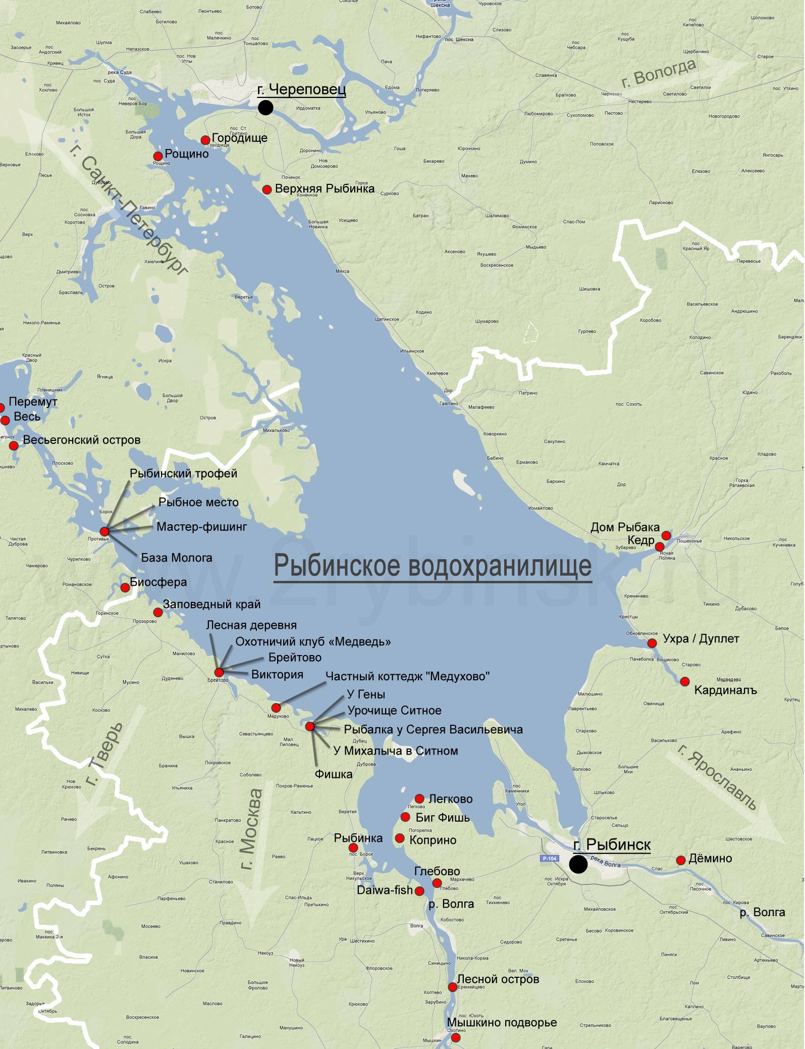 Рыбалка в вологодской области карта