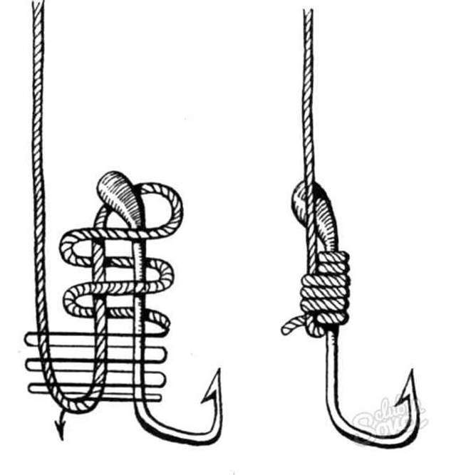 Как крепко завязать крючок на леску схема