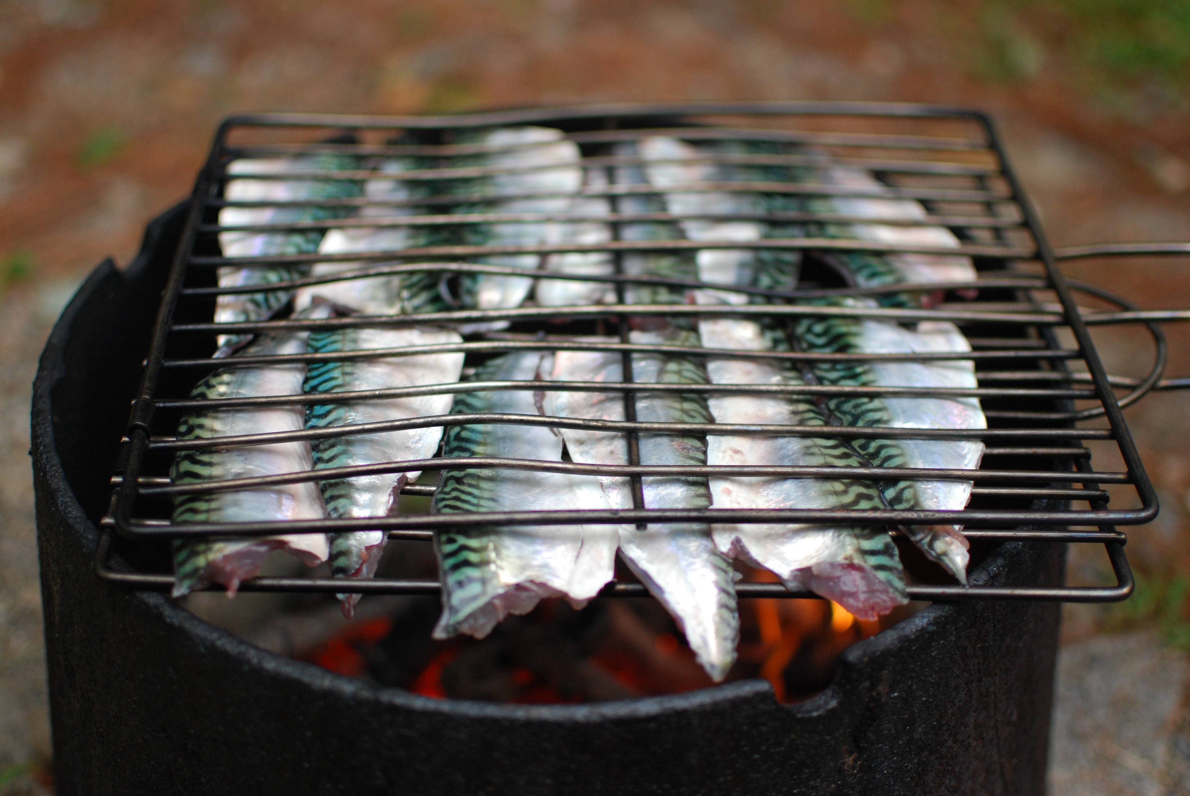 Рыба в углях в фольге на мангале